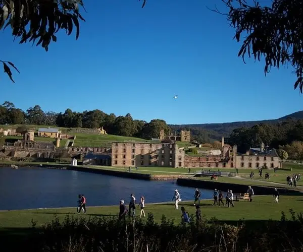 Port Arthur Historic Site with visitors, Tasman Peninsula.