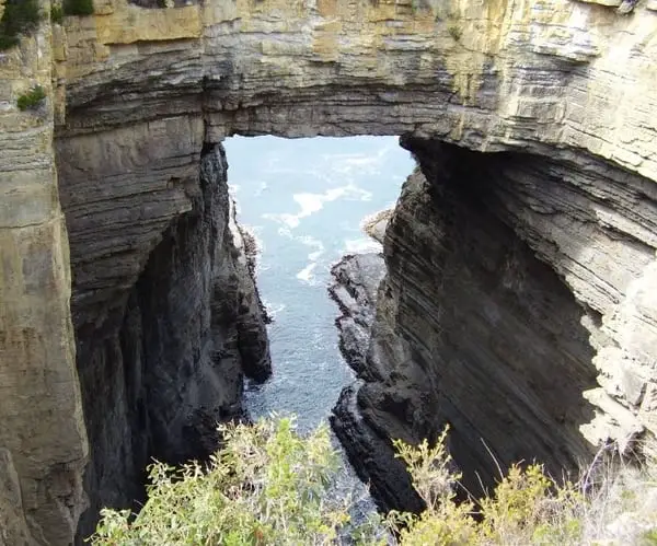 Tasman Arch natural water and rock formation on the Tasman Peninsula