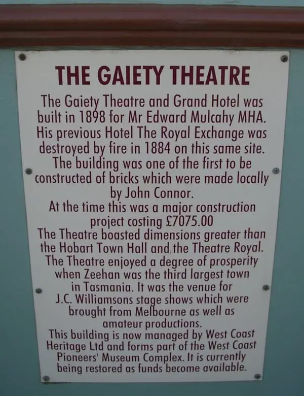 Sign at Gaiety Theatre