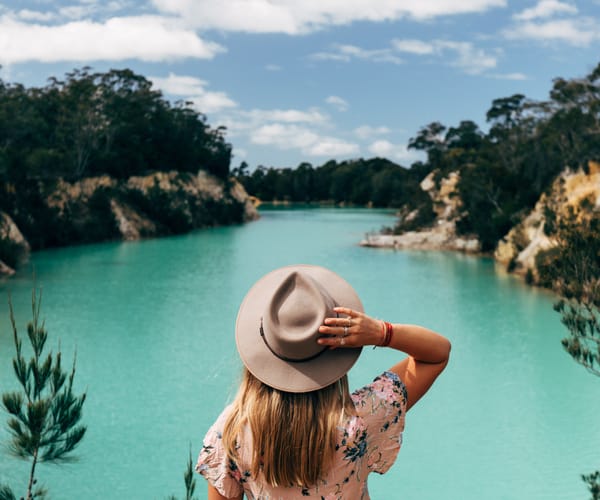 Unique blue lake Tasmania