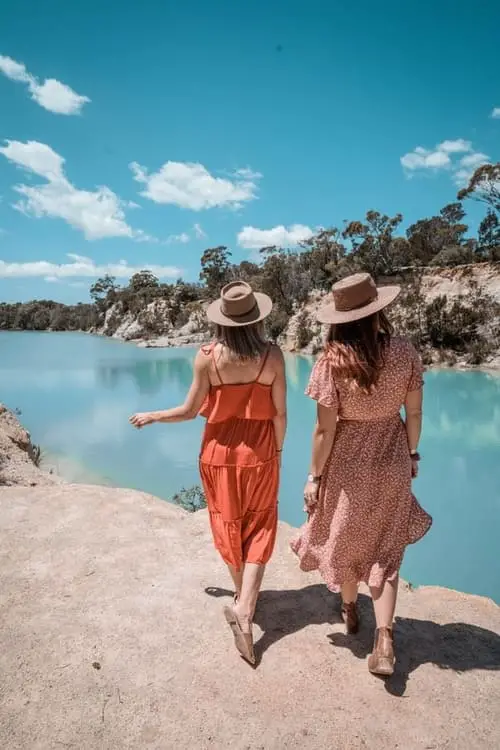 Visitors admiring Little Blue Lake Tasmania