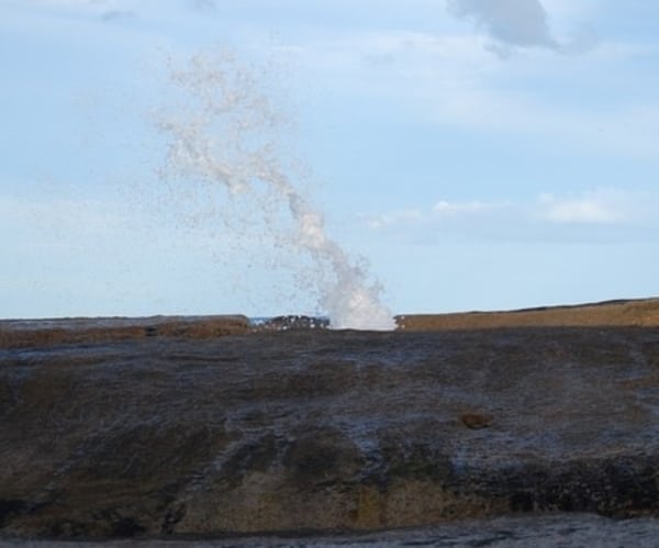 Bicheno Blowhole erupting water