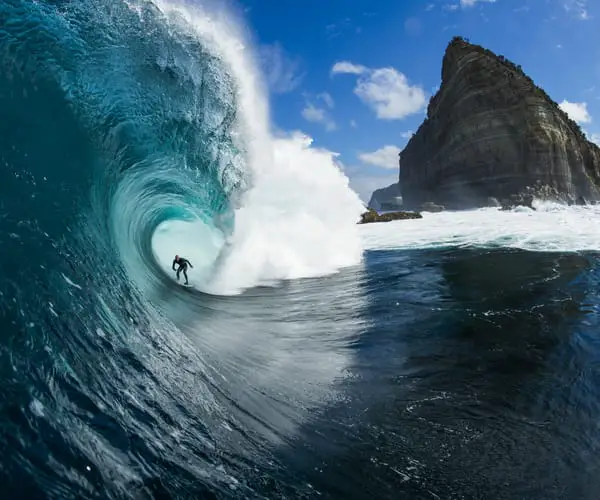 Person surfing a big wave at Shipstern Bluff