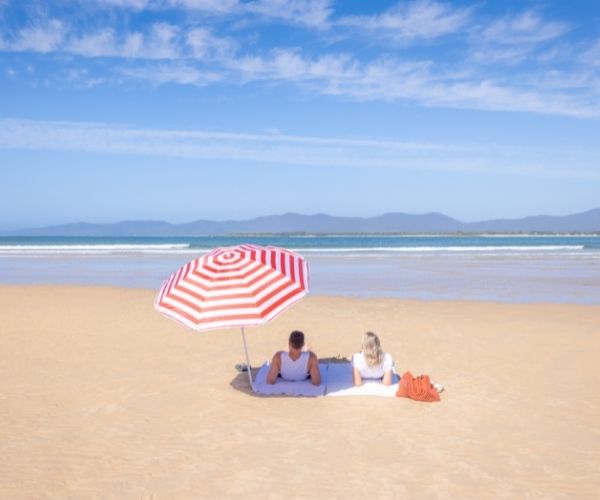 People sunbathing on Hawley Beach